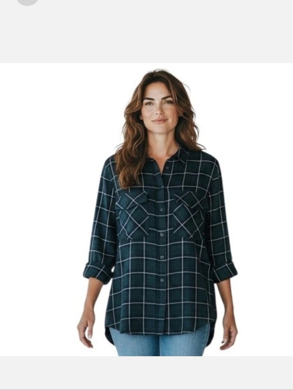 Sanctuary Boyfriend Button-Front Green Plaid Shirt - Women